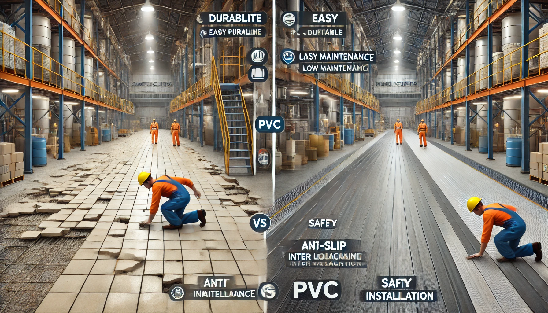 Ceramic Flooring or PVC Interlocking Tiles: What’s Best for High-Traffic Industrial Spaces?
