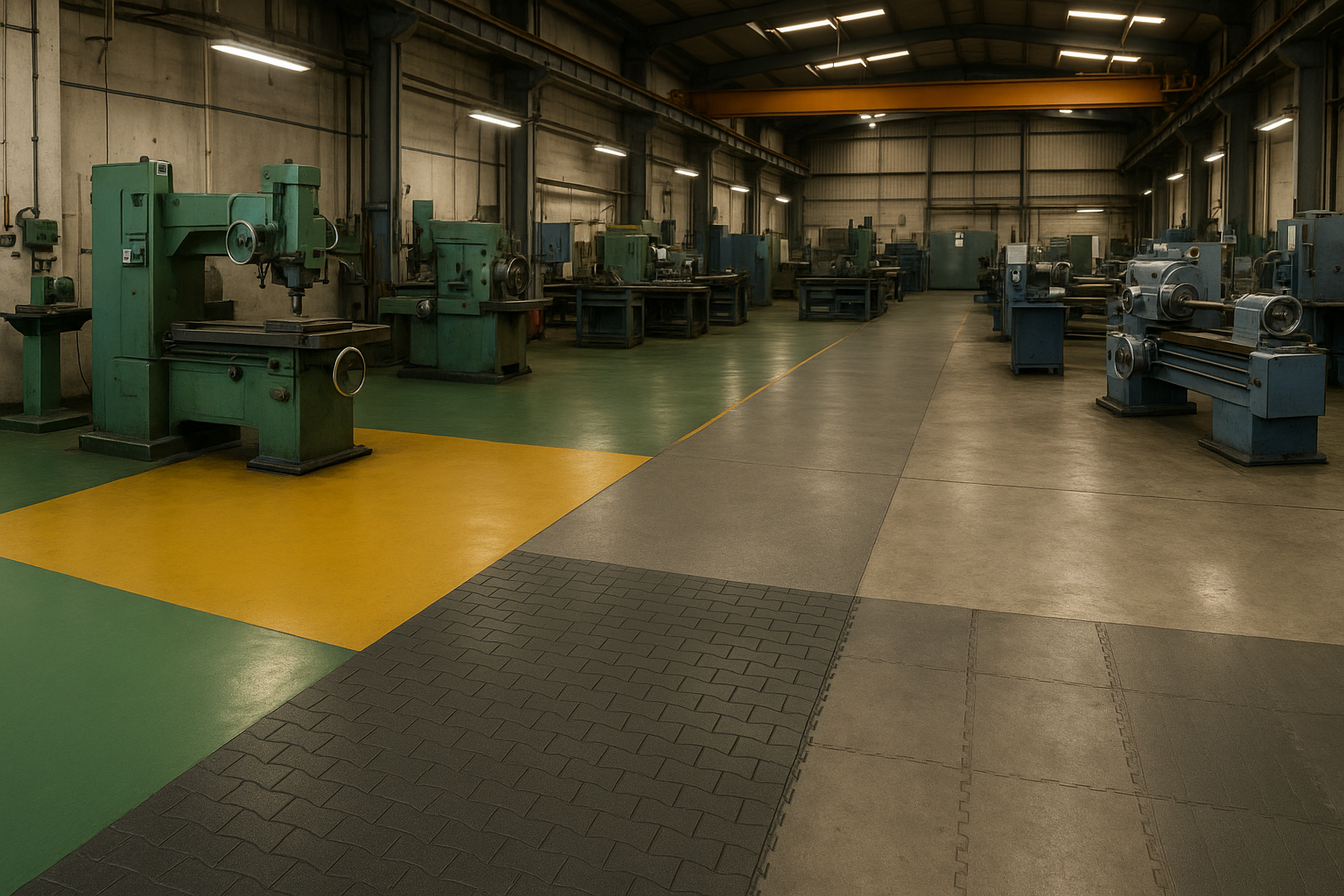Factory Flooring Options in India: Epoxy, PU Screed, Rubber, Concrete & PVC Tiles — An Engineer’s Comparison