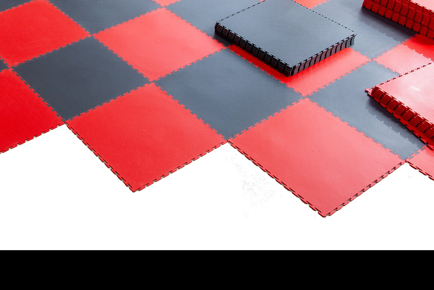 Home 2 Tiepro interlocking tiles laid in a colour-blocked pattern with tile stacks